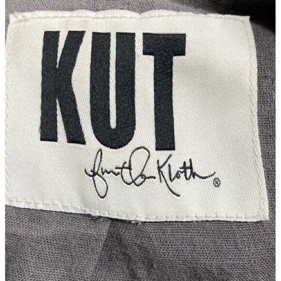 Vtg y2k  Kut From The Kloth Gray Leather Moto Fairy Romantic Fitted Jacket  S - Picture 4 of 6